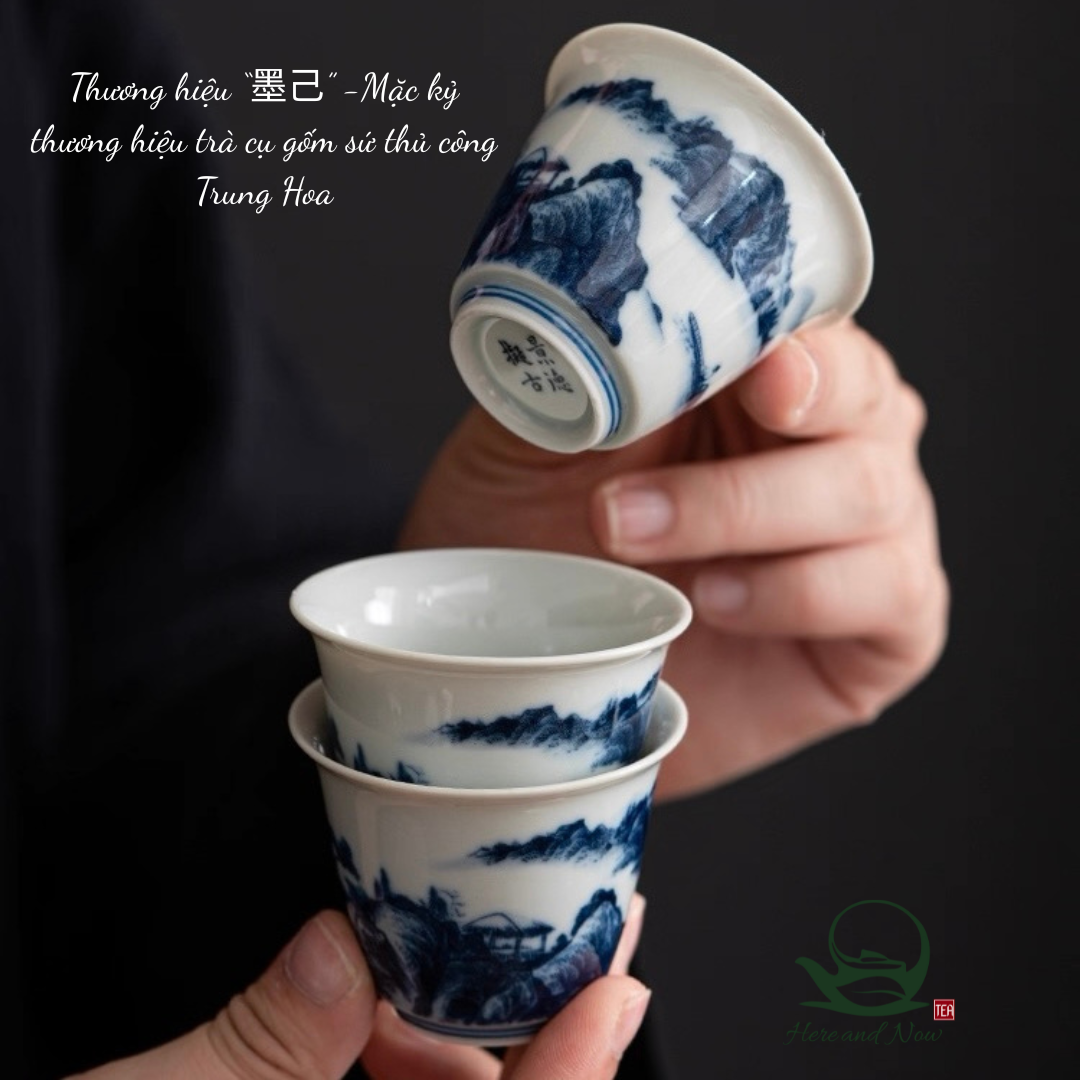Chén Khải Sứ Cổ Phong 150ml | Men Lam Cổ Điển 8 Voucher