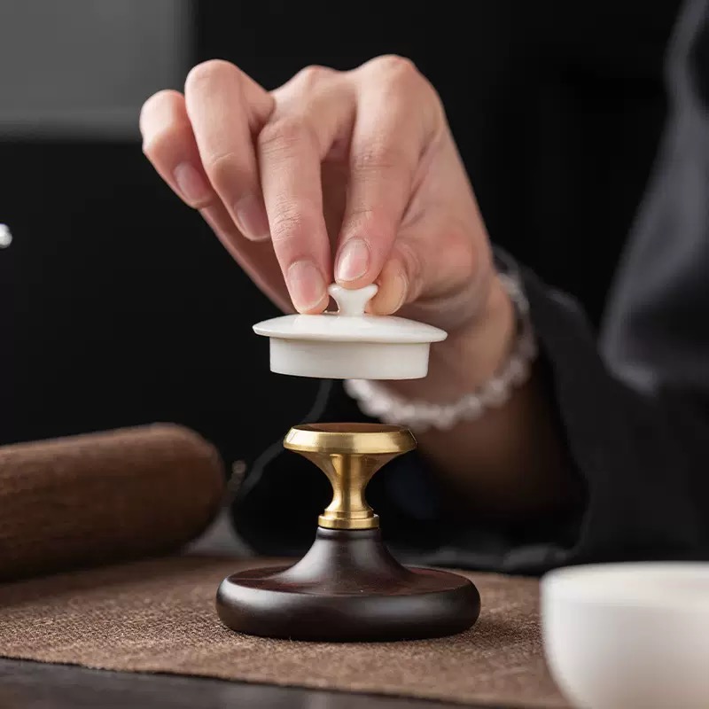 Đế Gác Nắp Ấm Tử Sa Gỗ Mun Miệng Đồng | Phụ Kiện Trà Đạo 5 IMG 5867