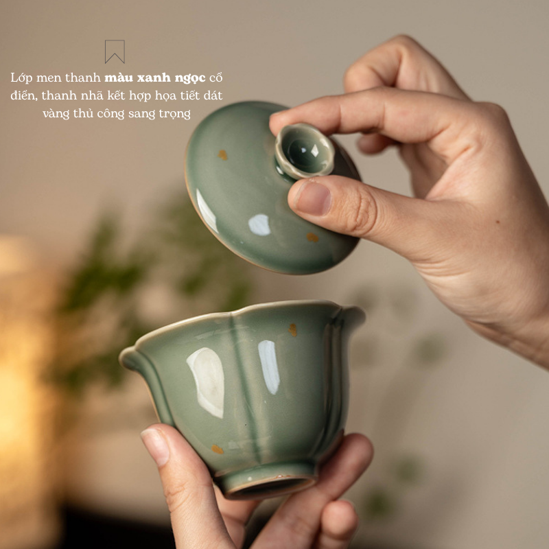Bộ trà gốm sứ men xanh Long Tuyền | Gaiwan cao cấp 2 37
