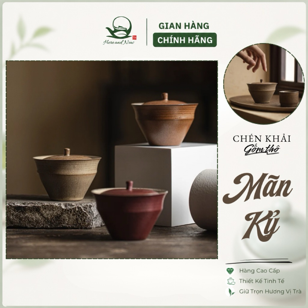 Chén khải gốm thô Mãn Kỷ | Thủ Công 120ml 1 chén khải gốm thô