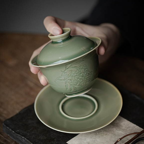 Bộ trà gốm sứ men xanh Long Tuyền | Gaiwan cao cấp 6 vn 11134207 820l4