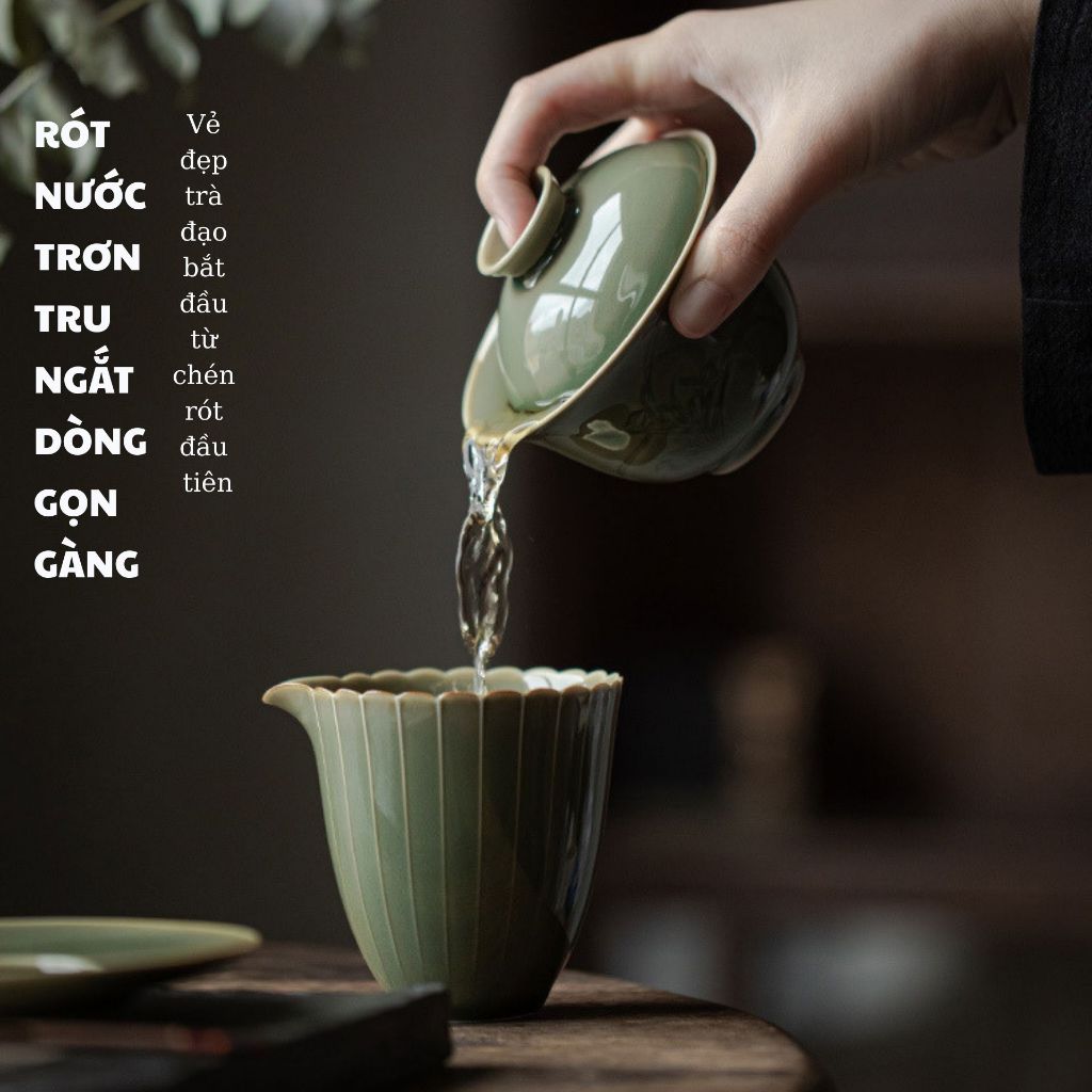 Bộ trà gốm sứ men xanh Long Tuyền | Gaiwan cao cấp 8 vn 11134207 820l4